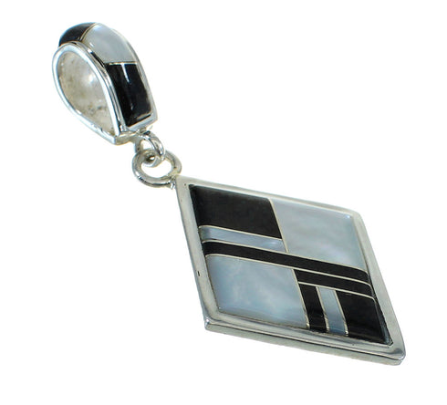 Sterling Silver Jet And Mother of Pearl Pendant VX65490